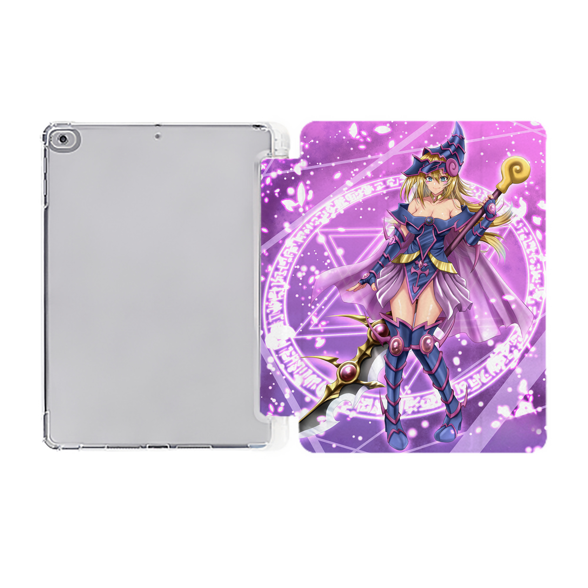（画像用） 遊☆戯☆王 Yu-Gi-Oh! IPad ケース ペン収納付き 三つ折りスタンド PUレザー×シリコン 対応機種9.5/10.5/10.9インチ